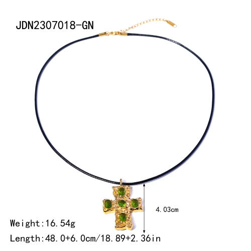 Wholesale Titanium Steel And Stainless Steel Geometric Cross Pendant Necklace For Women With Electroplating