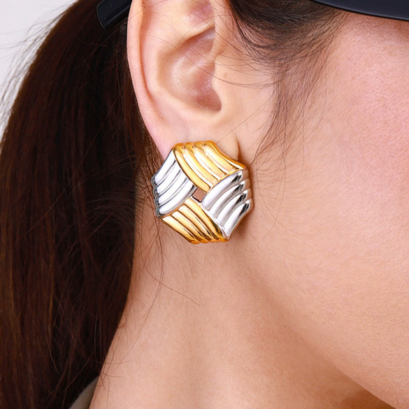 Wholesale Titanium Steel And Stainless Steel Geometric Earrings For Women With Electroplating Treatment