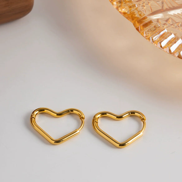Wholesale Titanium Steel And Stainless Steel Geometric Love Earrings For Women 18K Gold Plated