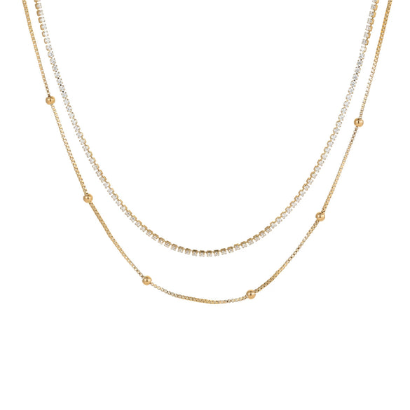 Wholesale Titanium Steel And Stainless Steel Geometric Mini Double Layer Clavicle Necklace With Electroplating Simple Cold Style For Women