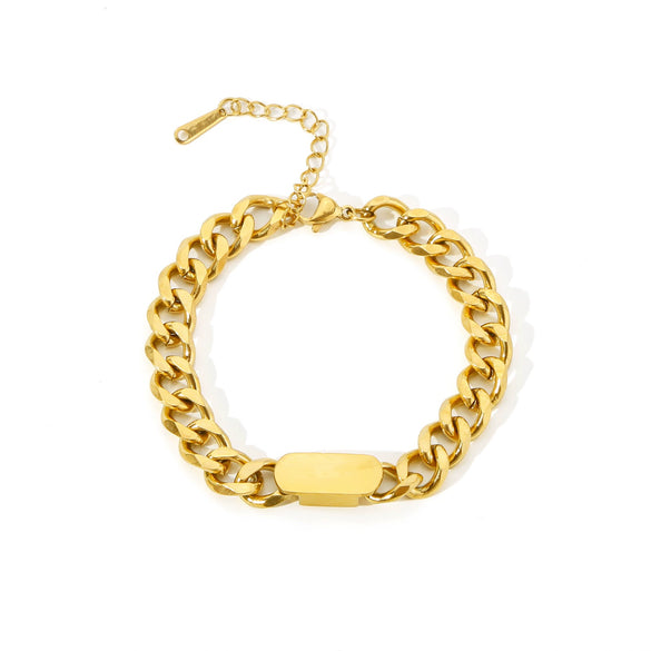 Wholesale Titanium Steel And Stainless Steel Geometric Style Electroplated Heavy Industry Thick Chain Bracelet For Women And Unisex