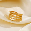 Wholesale Titanium Steel And Stainless Steel Geometric Style Open Adjustable Ring For Women 18K Gold Plated