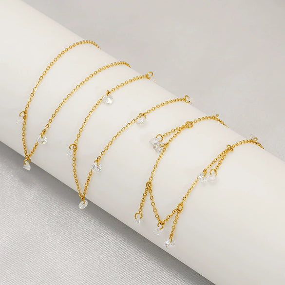 Wholesale Titanium Steel And Stainless Steel Geometric Zircon Necklace For Women With Electroplating