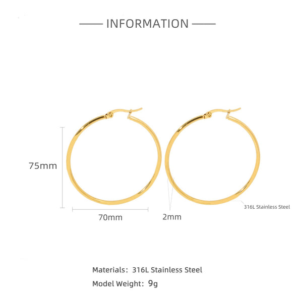 Wholesale Titanium Steel And Stainless Steel Hollow Crescent Earrings With 18K Gold Electroplating