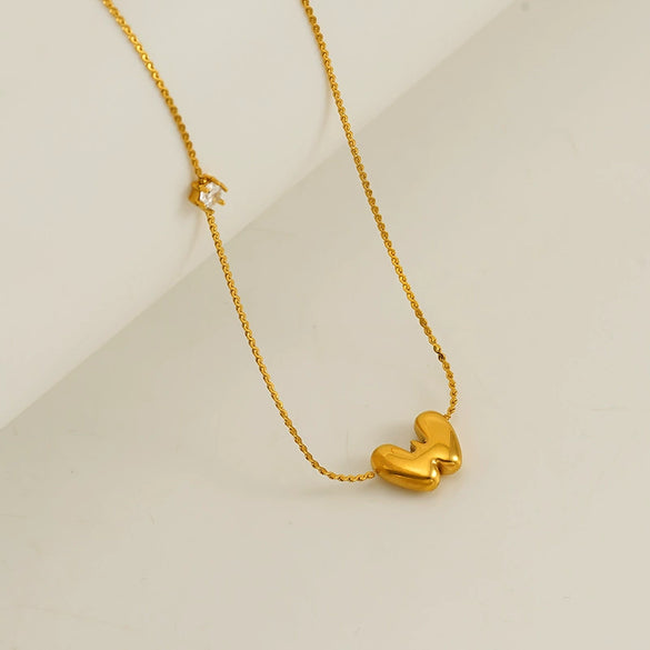 Wholesale Titanium Steel And Stainless Steel Inlaid Zircon Letters Pendant Necklace For Women With Electroplating Treatment