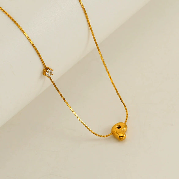 Wholesale Titanium Steel And Stainless Steel Inlaid Zircon Letters Pendant Necklace For Women With Electroplating Treatment