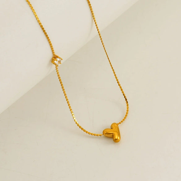 Wholesale Titanium Steel And Stainless Steel Inlaid Zircon Letters Pendant Necklace For Women With Electroplating Treatment
