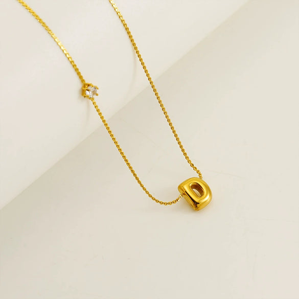 Wholesale Titanium Steel And Stainless Steel Inlaid Zircon Letters Pendant Necklace For Women With Electroplating Treatment