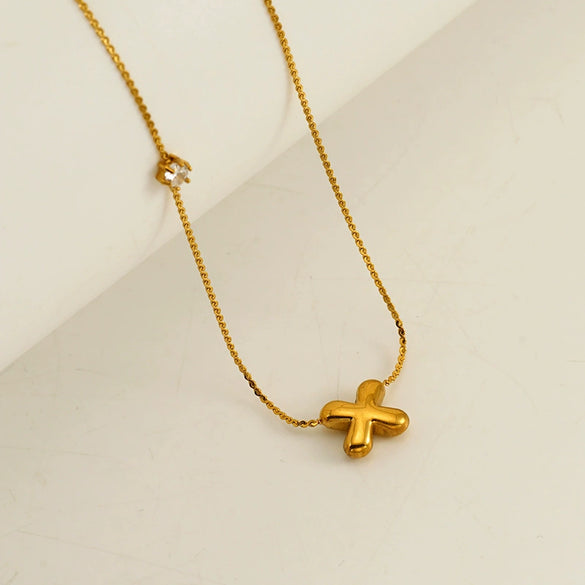 Wholesale Titanium Steel And Stainless Steel Inlaid Zircon Letters Pendant Necklace For Women With Electroplating Treatment