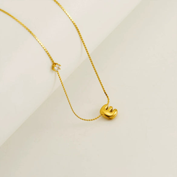 Wholesale Titanium Steel And Stainless Steel Inlaid Zircon Letters Pendant Necklace For Women With Electroplating Treatment