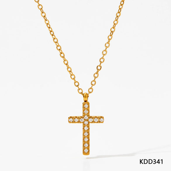 Wholesale Titanium Steel And Stainless Steel Jewelry Suit With Cross Stand Pendant Bear Piglet Small Animal Pattern Electroplated For Women