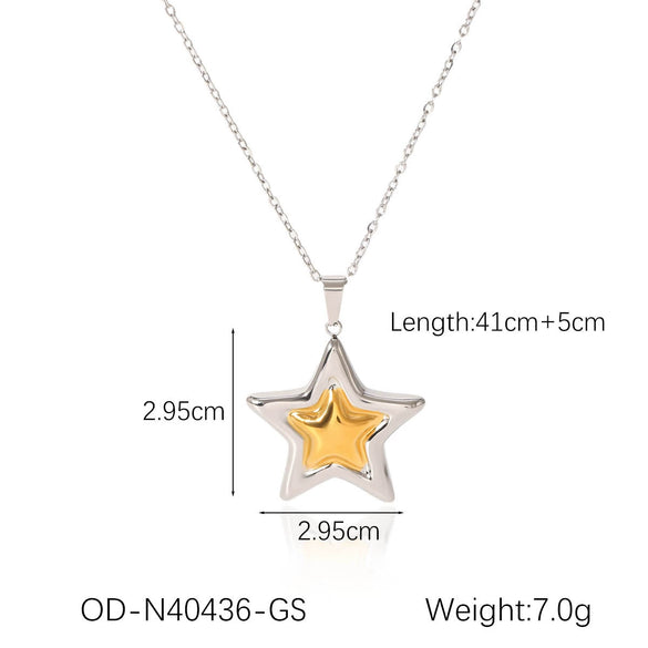 Wholesale Titanium Steel And Stainless Steel Jewelry With Five Pointed Star Pattern Inlay And Vacuum Plating For Women