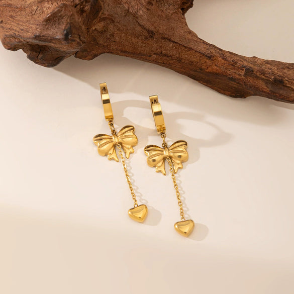 Wholesale Titanium Steel And Stainless Steel Jewelry With Heart Water Drop And Bell Patterns Electroplated Earrings And Ochain Necklaces For Women