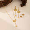Wholesale Titanium Steel And Stainless Steel Jewelry With Heart Water Drop And Bell Patterns Electroplated Earrings And Ochain Necklaces For Women