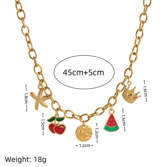 Wholesale Titanium Steel And Stainless Steel Love Flower Fruit Pendant Necklace With Geometric Pattern And Electroplating For Women