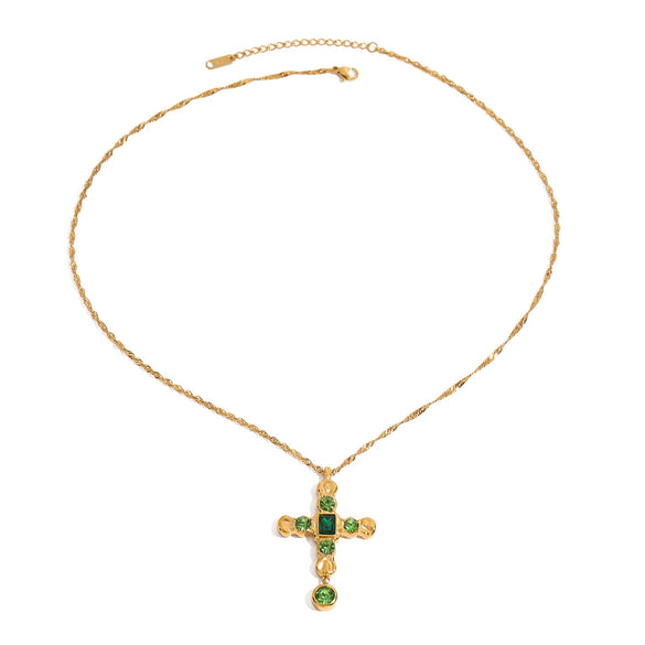Wholesale Titanium Steel And Stainless Steel Necklace With Cross Design And Electroplating Treatment Geometric Style For Women