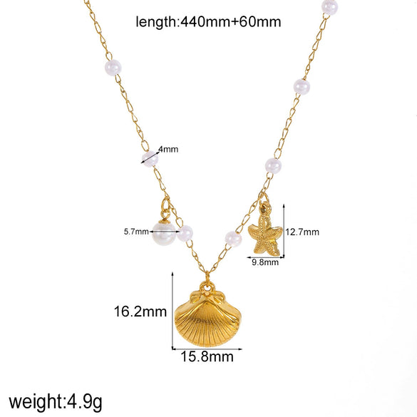Wholesale Titanium Steel And Stainless Steel Necklace With Star Pattern Electroplated Women's Jewelry