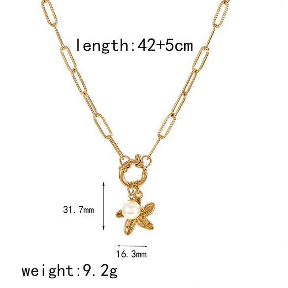 Wholesale Titanium Steel And Stainless Steel Necklace With Star Pattern Electroplated Women's Jewelry