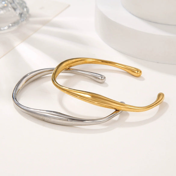 Wholesale Titanium Steel And Stainless Steel Open Bracelet With Geometric Design And Electroplating For Women And Unisex