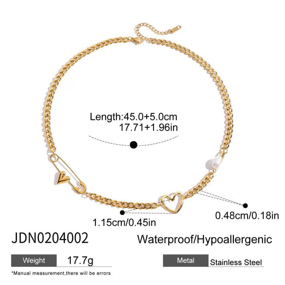 Wholesale Titanium Steel And Stainless Steel Pearl Necklace With Geometric Design And Electroplating For Women