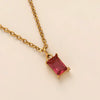 Wholesale Titanium Steel And Stainless Steel Retro Geometric Ochain Necklace With December Birthstone Pendant Plated In 18K Gold Color Unisex