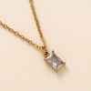 Wholesale Titanium Steel And Stainless Steel Retro Geometric Ochain Necklace With December Birthstone Pendant Plated In 18K Gold Color Unisex