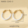 Wholesale Titanium Steel And Stainless Steel Retro Geometric Round Earrings With Oil Dropping Design And Electroplating Treatment For Women