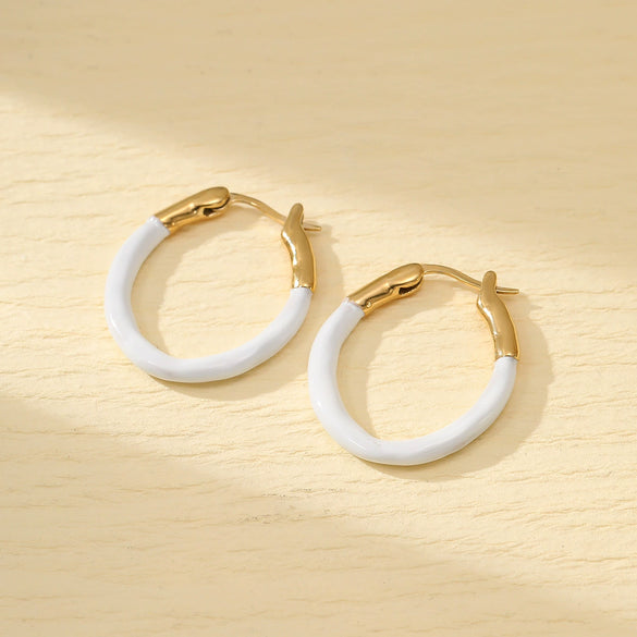 Wholesale Titanium Steel And Stainless Steel Retro Geometric Round Earrings With Oil Dropping Design And Electroplating Treatment For Women