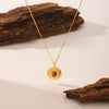 Wholesale Titanium Steel And Tiger Eye Stone Inlaid Sunflower Pendant Necklace For Women With Vacuum Plating