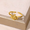 Wholesale Titanium Steel Animal Zodiac Cartoon Characters Electroplated Golden Turtle Ring For Unisex