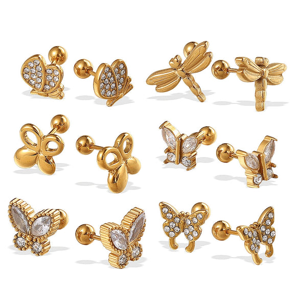 Wholesale 316L Stainless Steel Animal Zodiac Fashion Electroplated Women's Earrings