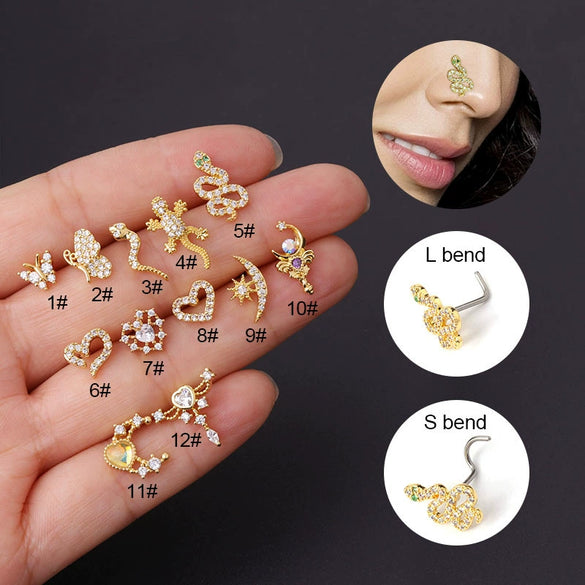 Wholesale Titanium Steel Animal Zodiac Nose Piercing Jewelry With Electroplating For Women