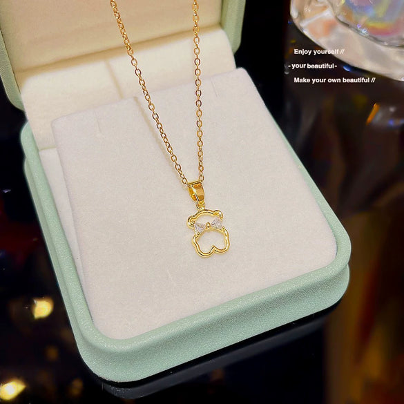 Wholesale Titanium Steel Animals Zodiac Pendant Necklace Set With Pearls And Mixed Gem Inlay For Women Light Luxury Style