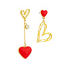Wholesale Titanium Steel Asymmetric Hollow Heart Shape Hanging Earrings For Women With Electroplating Treatment