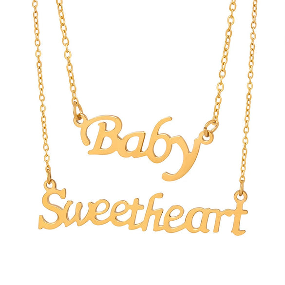 Wholesale Titanium Steel Baby Letter Pendant Necklace With Geometric Pattern And Electroplating For Women