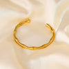 Wholesale Titanium Steel Bamboo Style Open Adjustable Women's Bracelet 18K Gold Plated