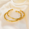 Wholesale Titanium Steel Bamboo Style Open Adjustable Women's Bracelet 18K Gold Plated