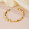 Wholesale Titanium Steel Bamboo Style Open Adjustable Women's Bracelet 18K Gold Plated