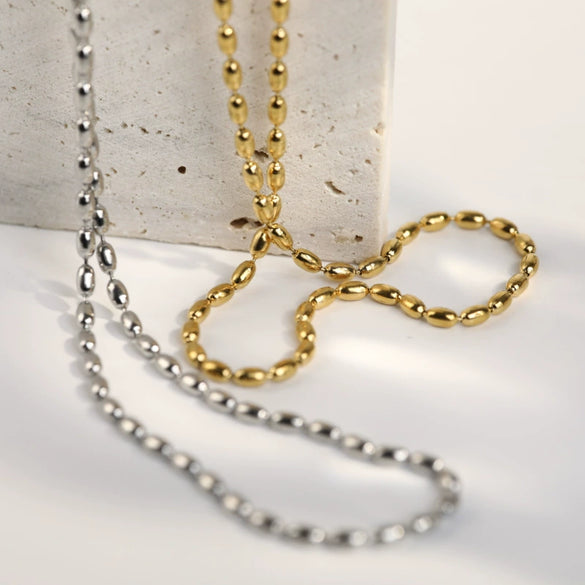 Wholesale Titanium Steel Bead Necklace Simple Geometric Hip Hop Style Electroplated