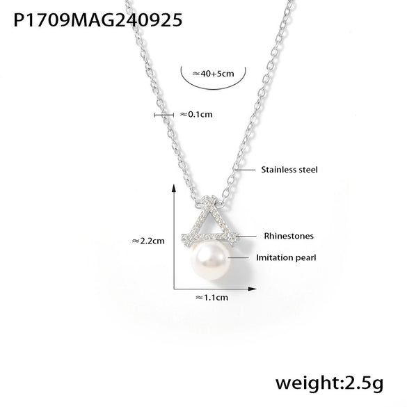 Wholesale Titanium Steel Bead Pendant Necklace With Geometric Pattern And Electroplating For Women