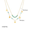 Wholesale Titanium Steel Beaded Butterfly Star Hollow Eye Pendant Round Bead Necklace Fashion Retro Style Electroplated