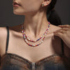 Wholesale 316L Stainless Steel Beaded Cat's Eye Stone Water Drop Collarbone Necklace Geometric Style Electroplated For Unisex