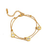 Wholesale Titanium Steel Beaded Double Layer Bracelet Cartoon Plants Flowers Style Electroplated For Women