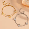 Wholesale Titanium Steel Beaded Double Layer Bracelet Cartoon Plants Flowers Style Electroplated For Women