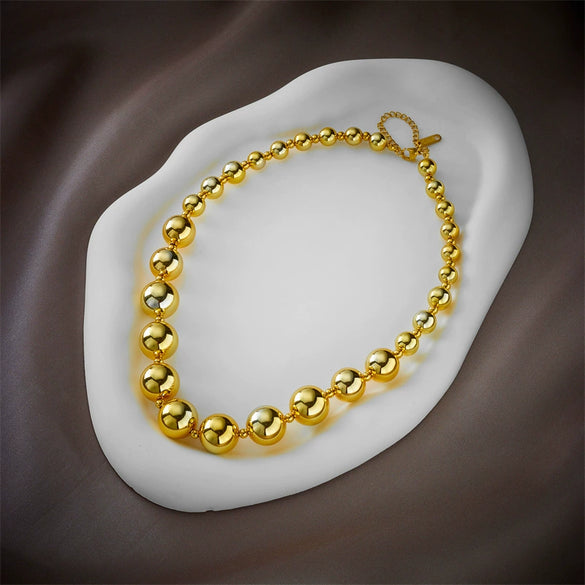 Wholesale Titanium Steel Beaded Necklace With Geometric Pendant Electroplated For Women And Men
