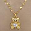 Wholesale Titanium Steel Bear Microinlaid Jewelry Set With Geometric Pattern And Electroplating Treatment For Women