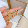 Wholesale Titanium Steel Bear Microinlaid Jewelry Set With Geometric Pattern And Electroplating Treatment For Women