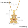 Wholesale Titanium Steel Bear Pendant Necklace With Cartoon Characters And Geometric Patterns Electroplated For Women