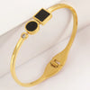 Wholesale Titanium Steel Black Geometric Box Jewelry Bracelet With Plant Flowers Pattern And Electroplating Design