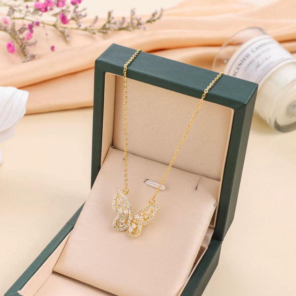 Wholesale Titanium Steel Bow Geometric Electroplated Ochain Women's Necklace Jewelry
